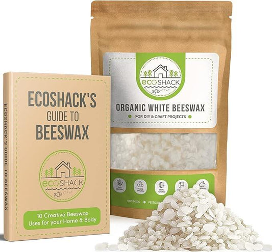 Ecoshack Organic White Beeswax Pellets - Natural Bees Wax for Face, Body, Skin Care DIY, Lip Balm and Soap Making Supplies - Easy Melt Candle Making - Cosmetic Grade Eco Friendly Products (500g)