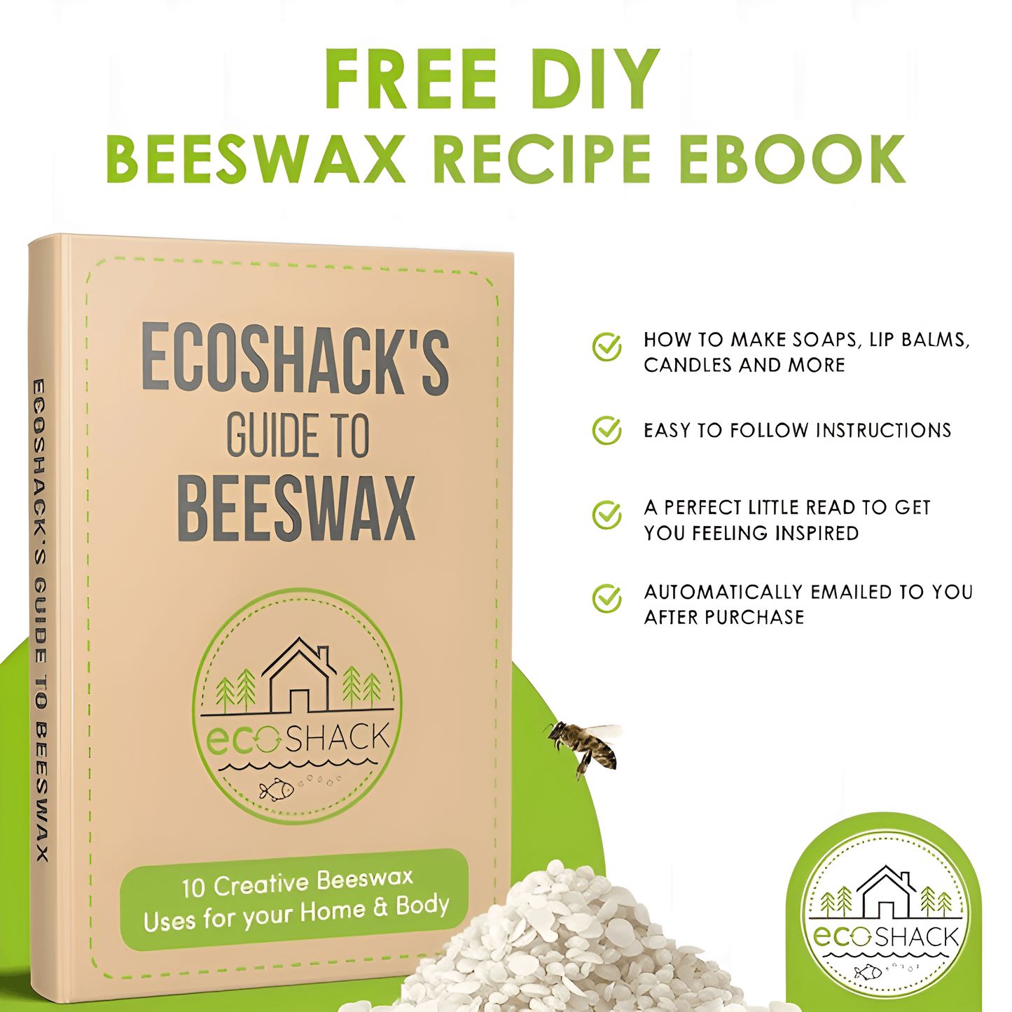 Ecoshack Organic White Beeswax Pellets - Natural Bees Wax for Face, Body, Skin Care DIY, Lip Balm and Soap Making Supplies - Easy Melt Candle Making - Cosmetic Grade Eco Friendly Products (500g)